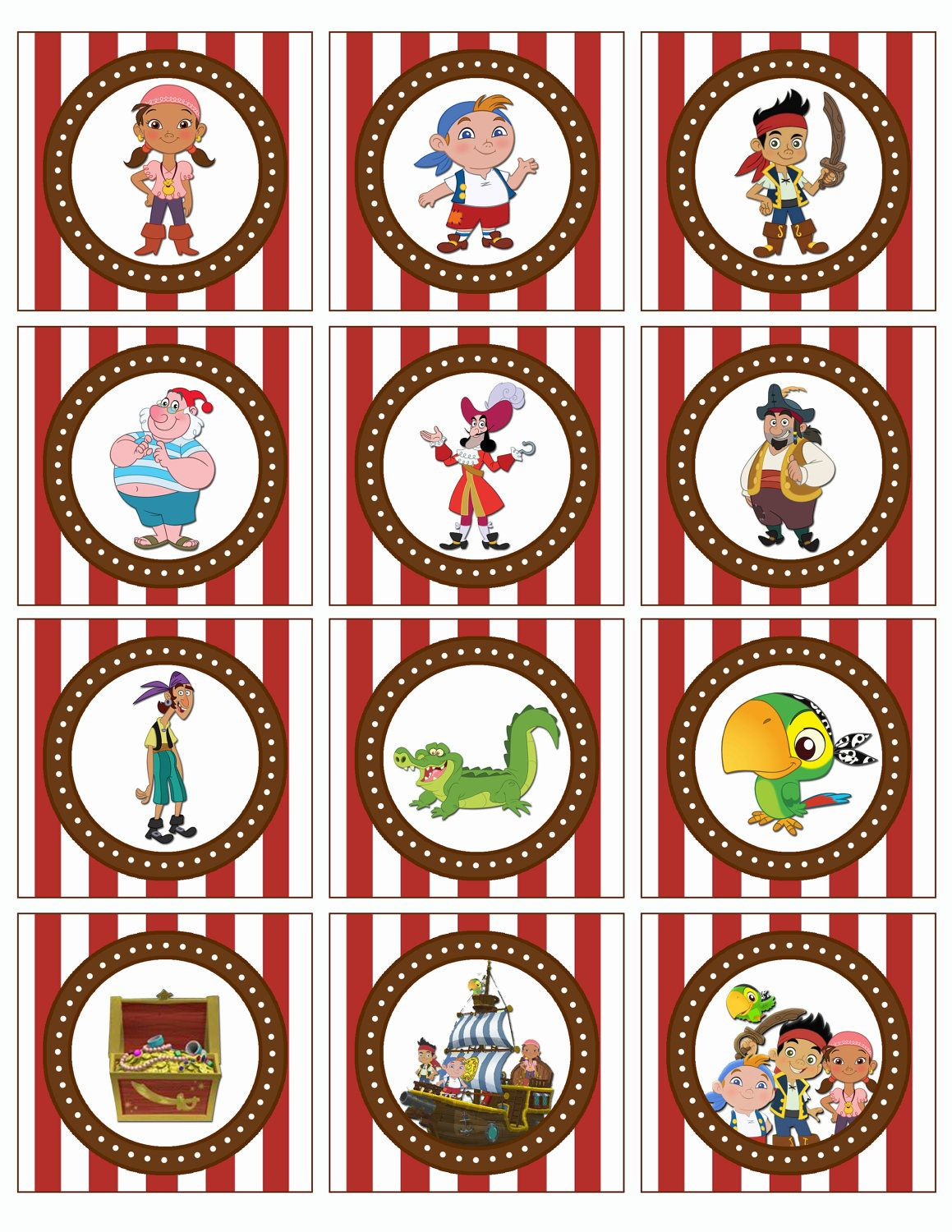Printable Jake And The Neverland Pirates Stickers. | Jack Y Los intended for Free Printable Jake and the Neverland Pirates Cupcake Toppers