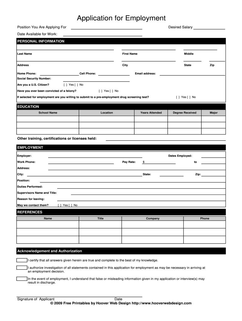 Printable Job Application - Fill Online, Printable, Fillable pertaining to Free Printable Job Application Form