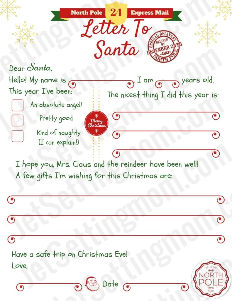 Printable Letter To Santa: An Easy Way To Delight Your Kids This regarding Letter To Santa Template Free Printable