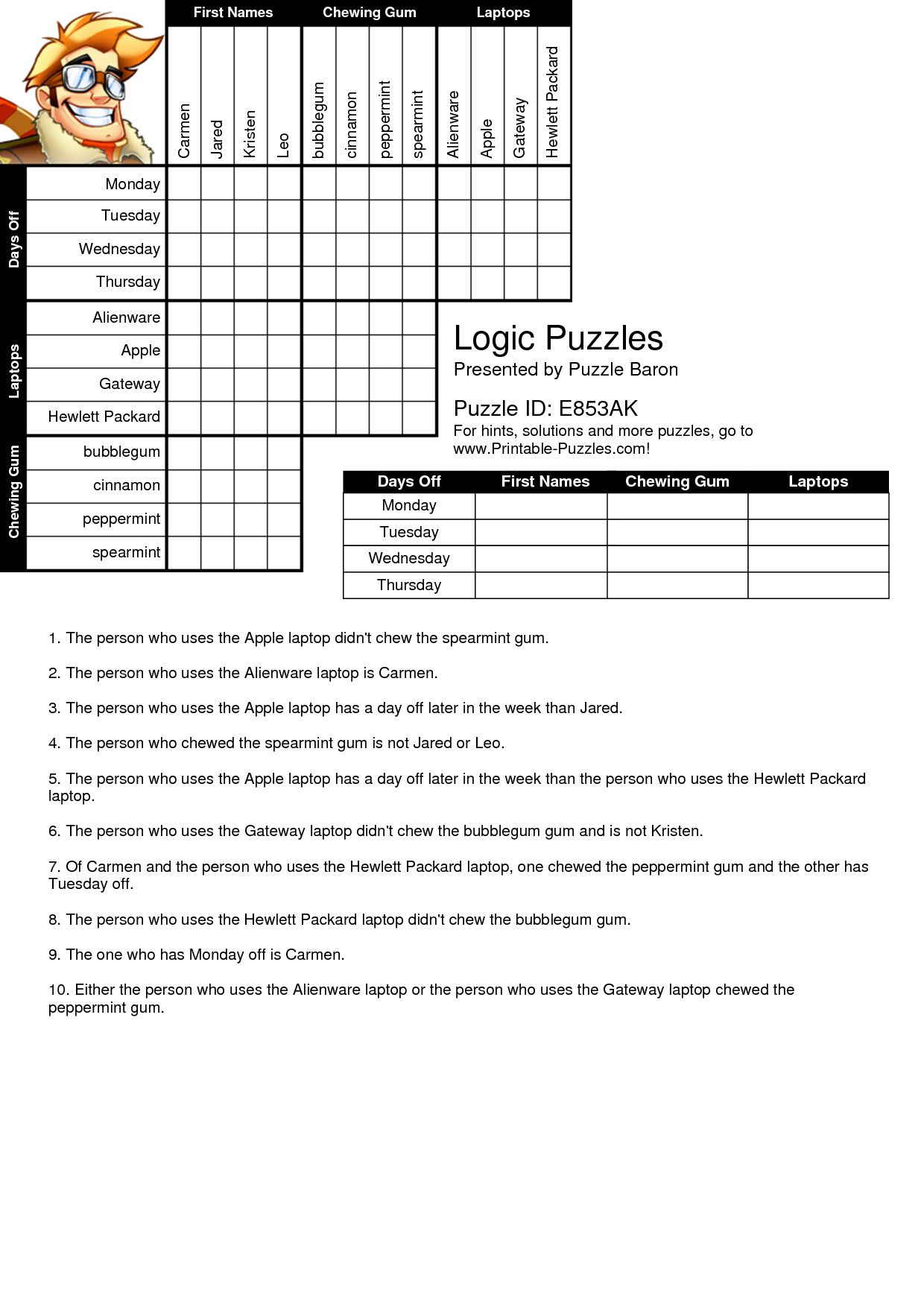 Printable Logic Puzzles For Elementary Students | Logik throughout Free Printable Logic Puzzles