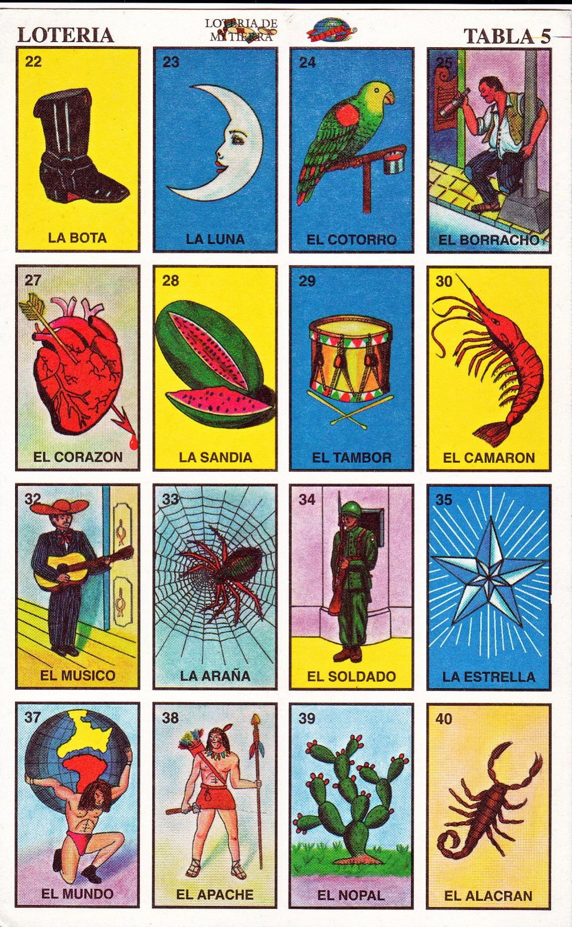 Printable Loteria Cards, The Complete Set Of 10 Tablas, Printable in Free Printable Loteria Cards