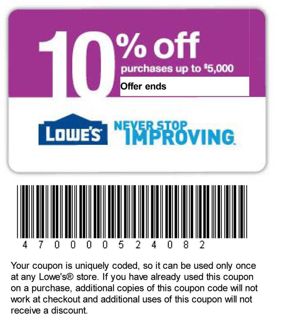 Printable Lowes Coupon 20% Off &amp;10 Off Codes for Lowes 20 Printable Coupon Free