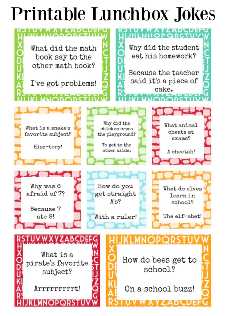 Printable Lunch Box Jokes To Bring A Smile At Lunchtime! intended for Free Printable Jokes For Adults