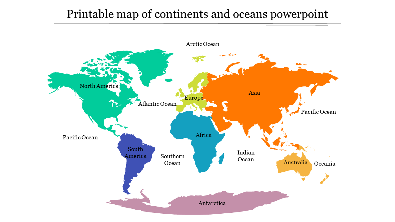 Printable Map Of Continents And Oceans Ppt And Google Slides in Free Printable Map Of Continents And Oceans