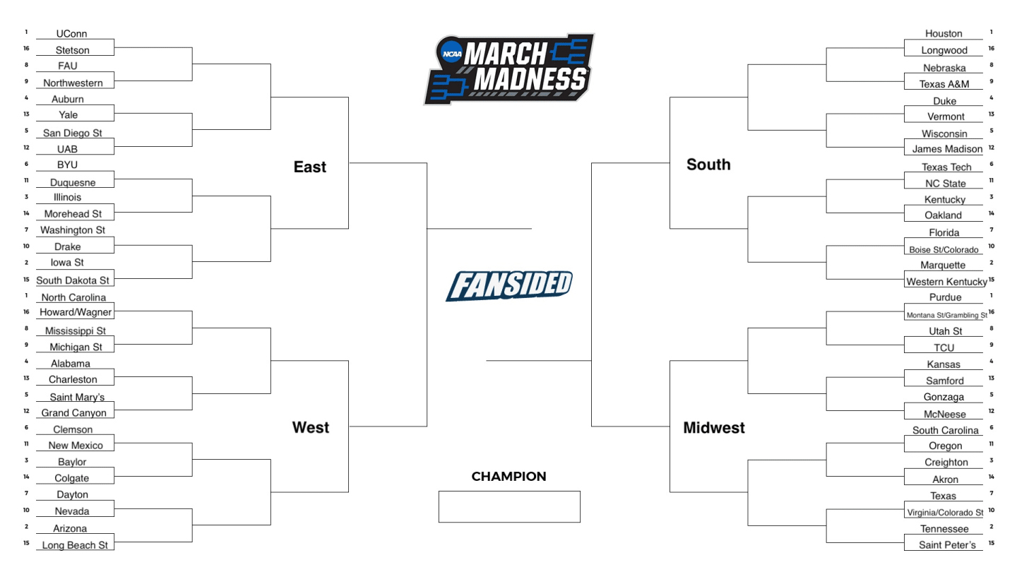 Printable March Madness Bracket 2024: Fill Out Your Ncaa inside Free Printable March Madness Bracket