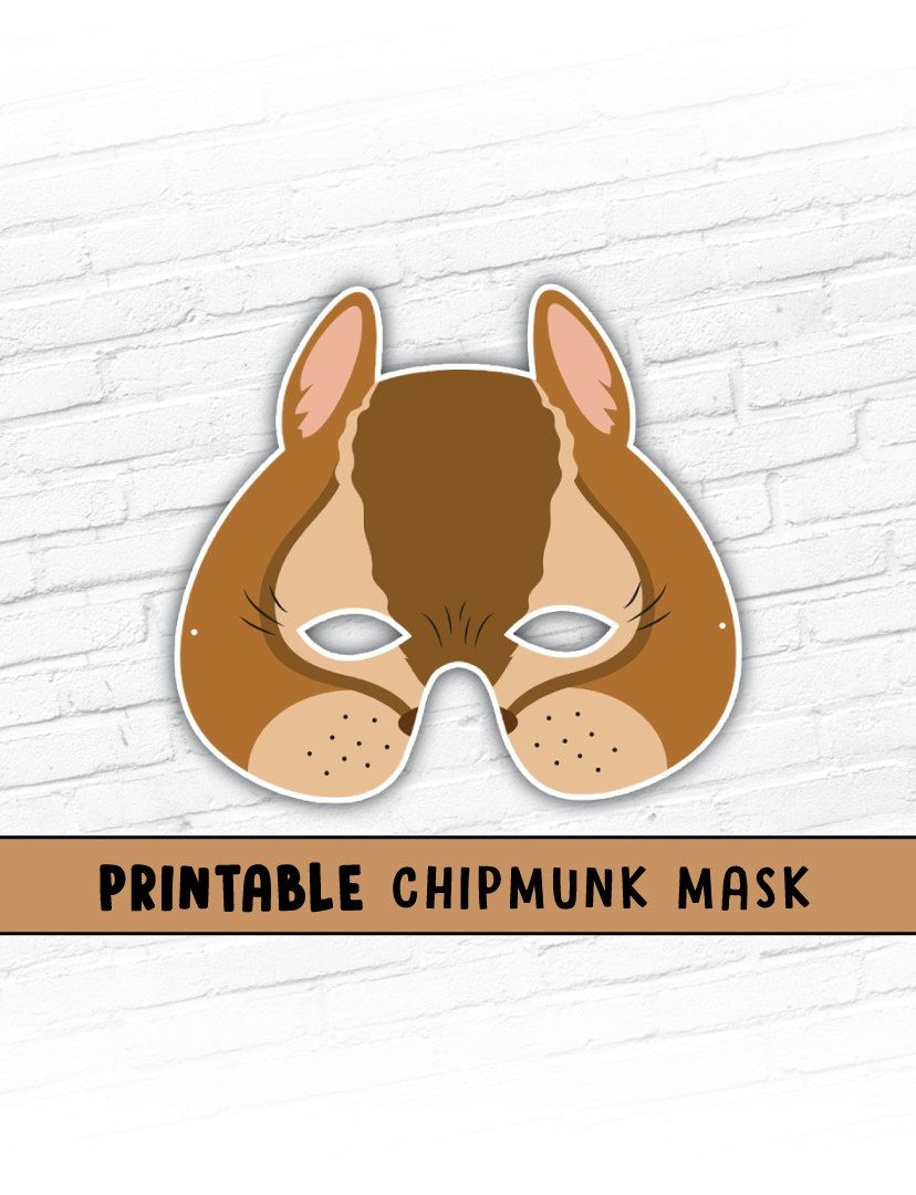 Printable Mask, Halloween, Animal Mask, Chipmunk Mask, Alvin inside Free Printable Chipmunk Mask