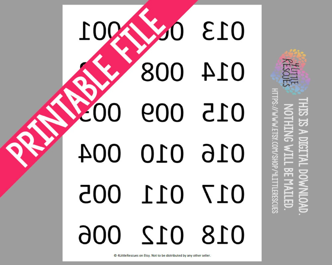 Printable: Mirror Image Reverse Backwards Numbers 1-180 / Numbered Item Inventory Tag / Tags For Live Sales To 180 - Etsy with regard to Free Printable Mirrored Numbers