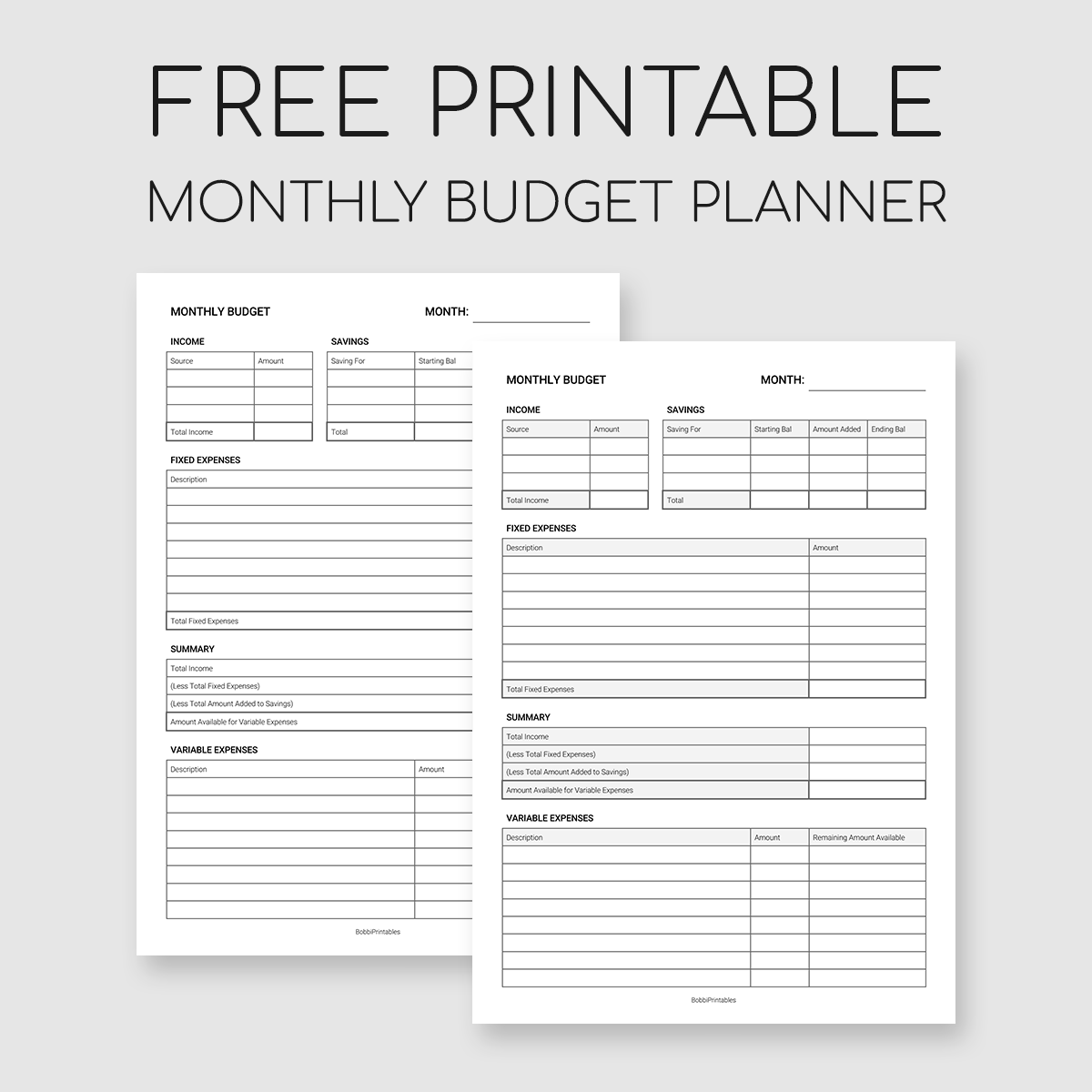 Printable Monthly Budget Planner pertaining to Free Printable Household Expense Sheets