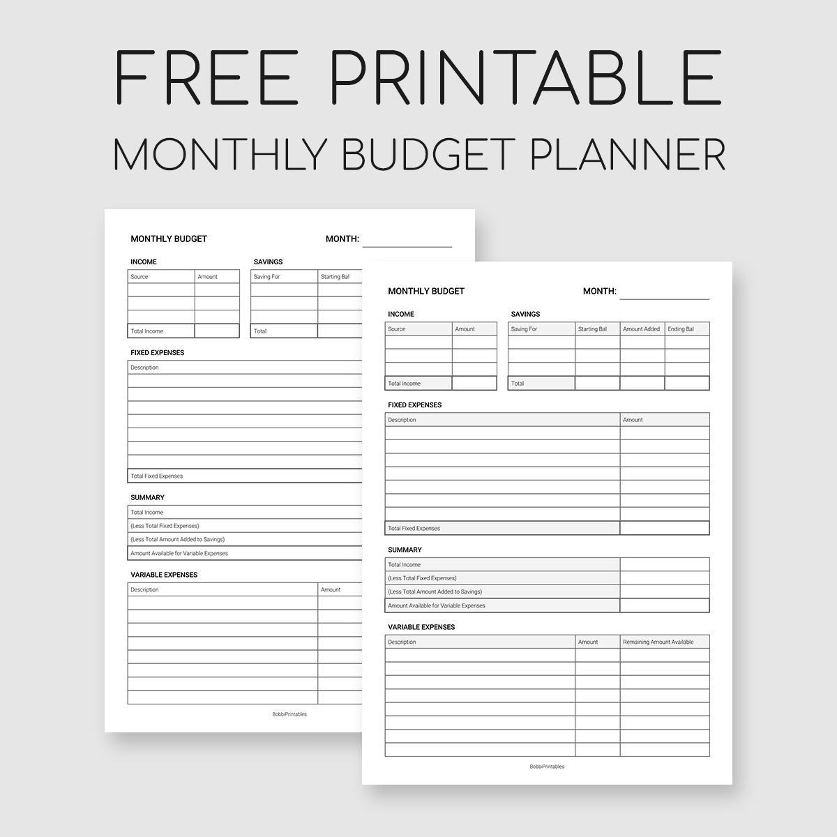 Printable Monthly Budget Planner within Free Printable Monthly Budget Worksheets