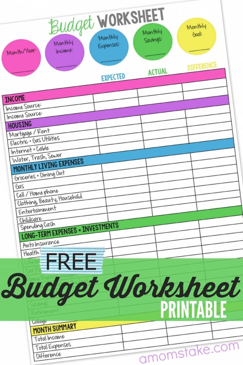 Printable Monthly Family Budget Worksheet - A Mom&amp;#039;S Take inside Free Printable Family Budget