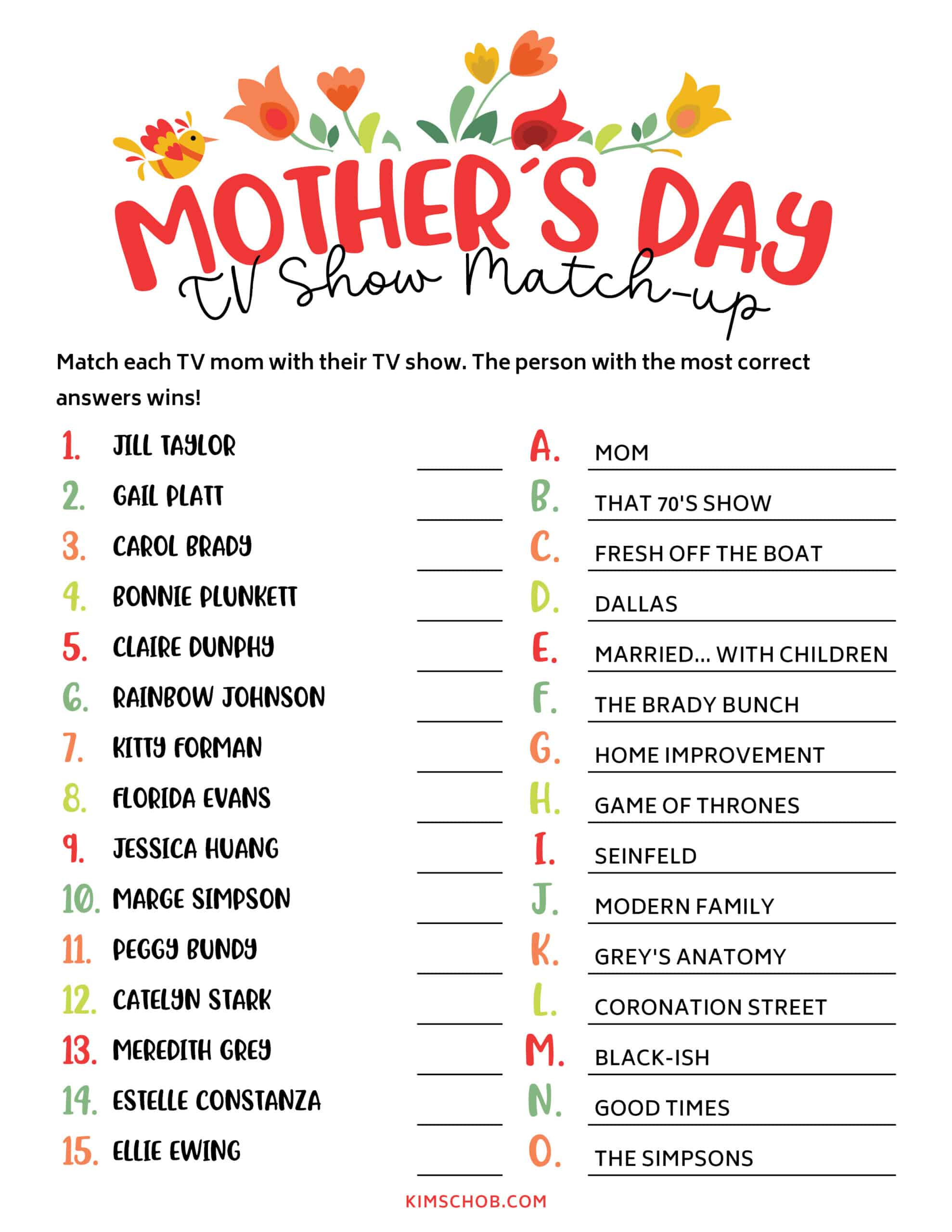 Printable Mother&amp;#039;S Day Games - Kim Schob for Free Printable Mother&amp;amp;#039;s Day Games for Adults