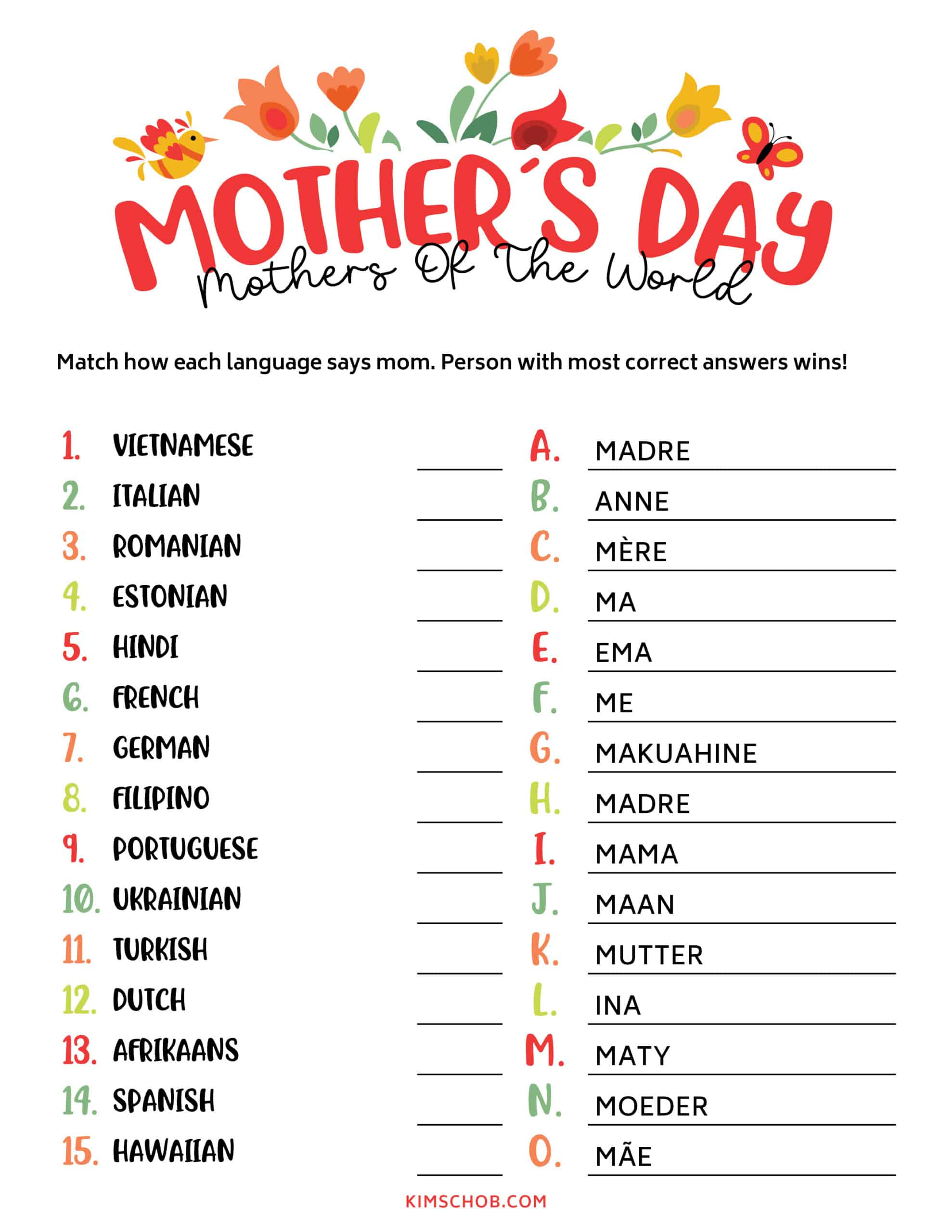 Printable Mother&amp;#039;S Day Games - Kim Schob pertaining to Free Printable Mother&amp;#039;S Day Games For Adults