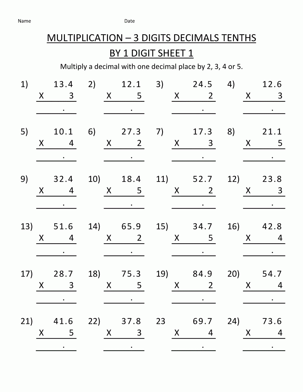 Printable Multiplication Worksheets 5Th Grade | Learning Printable for Free Printable Multiplication Worksheets for 5th Grade