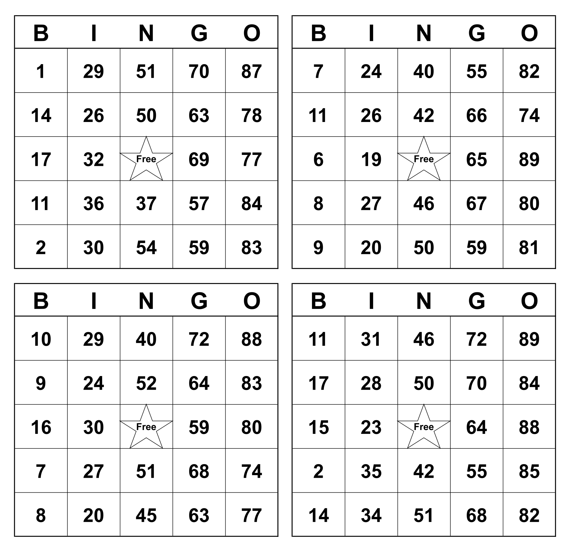 Printable Number Bingo Cards | Bingo Cards Printable, Free for Free Printable Bingo Cards 1-100