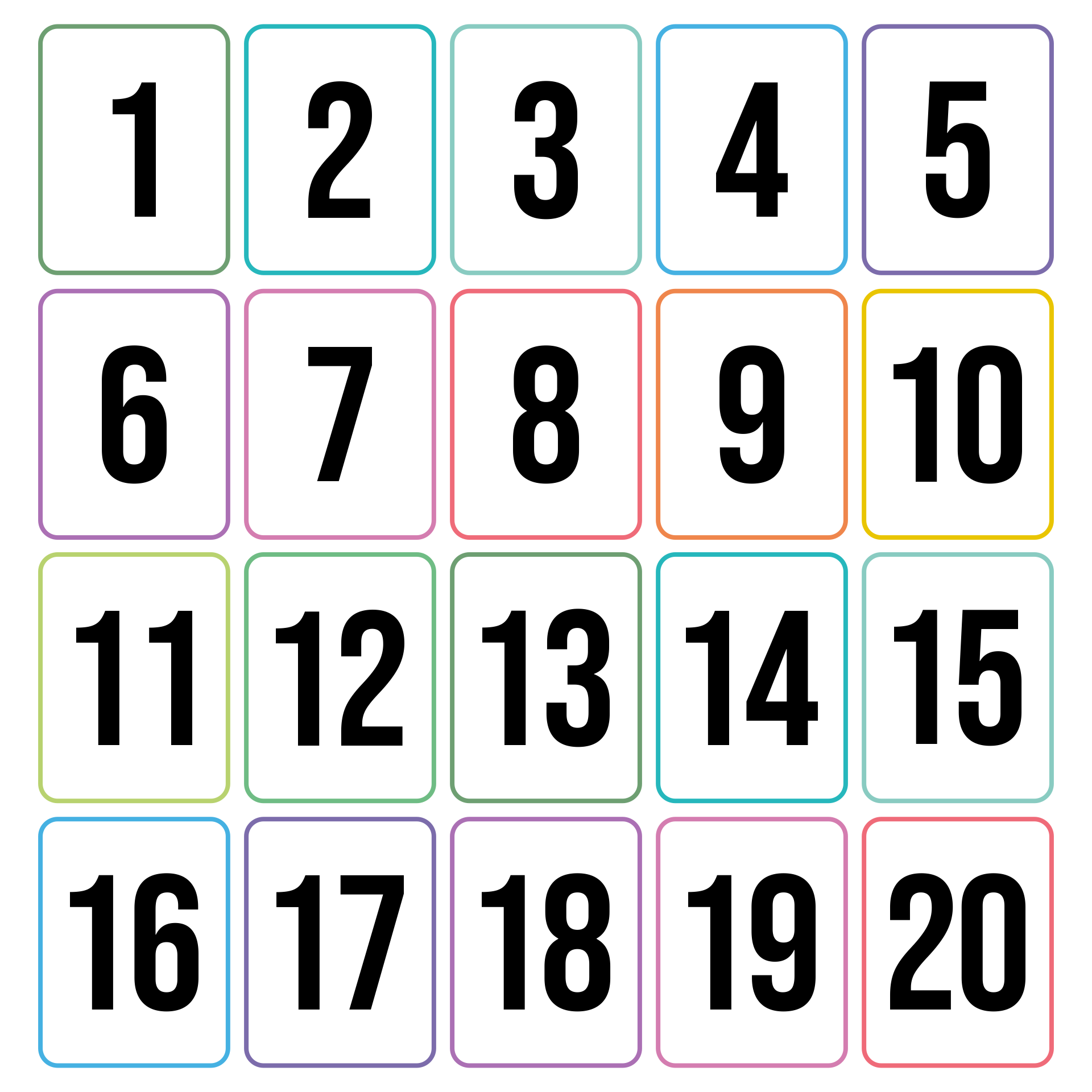 Printable Number Cards 1-20 | Number Flashcards, Printable Numbers regarding Free Printable Number Cards