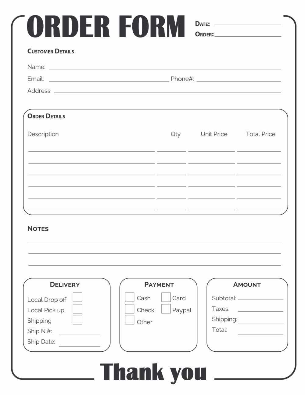 Printable Order Form Template (2 Options) - Freebie Finding Mom throughout Free Printable Forms