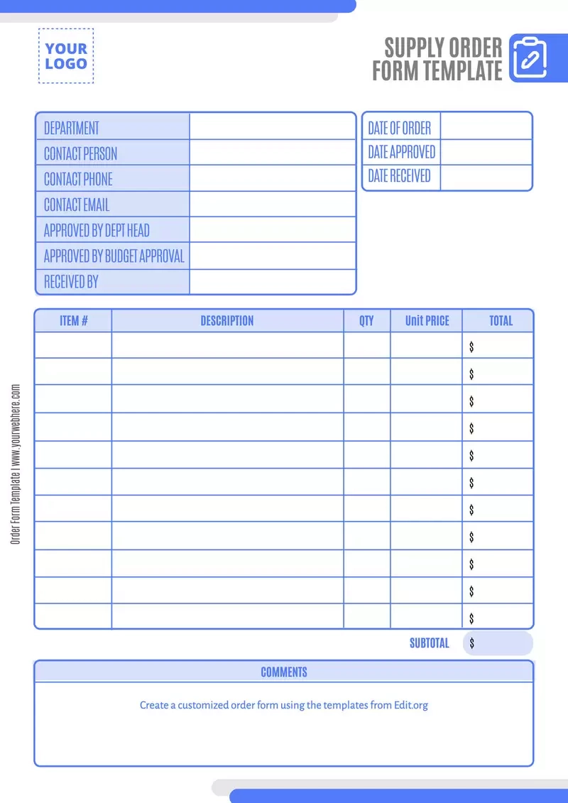 Printable Order Form Templates for Free Printable Business Documents