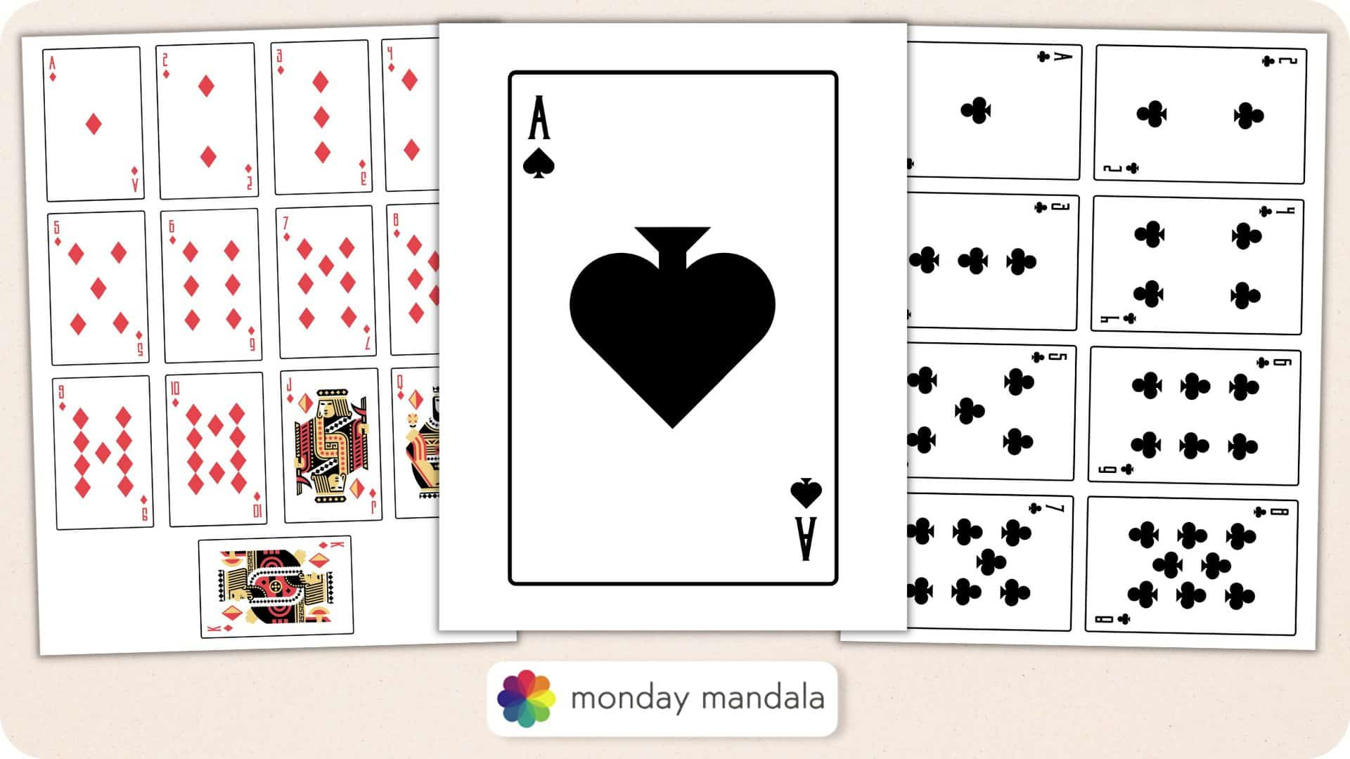 Printable Playing Cards (Free Pdf Sheets In 3 Sizes) for Free Printable Cards No Download Required