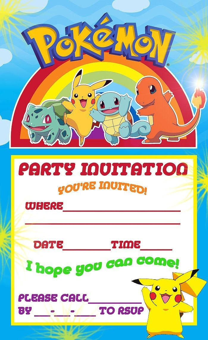 Printable Pokemon Invitations Birthday Party | Pokemon Party within Free Printable Pokemon Birthday Invitations