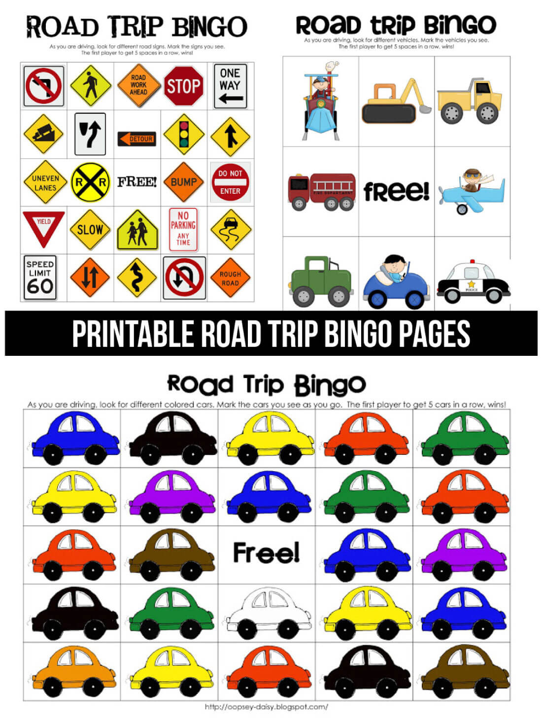 Printable Road Trip Bingo in Free Printable Car Bingo