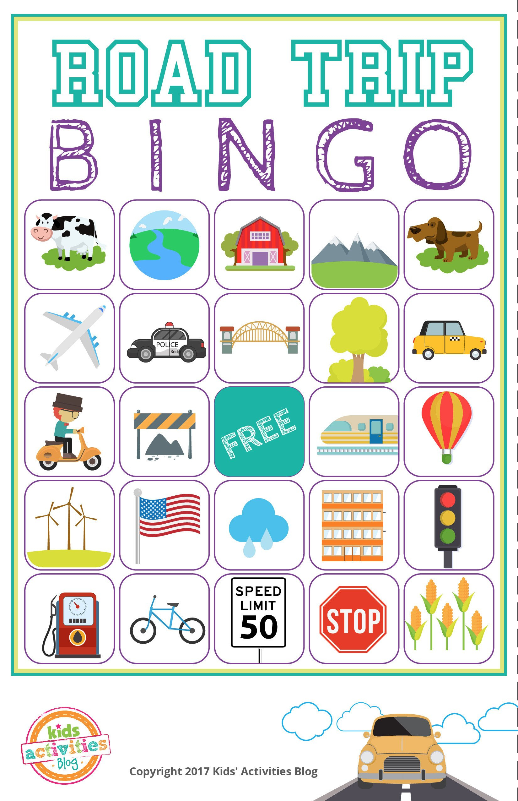 Printable Road Trip Bingo • Kids Activities Blog with Free Printable Car Bingo