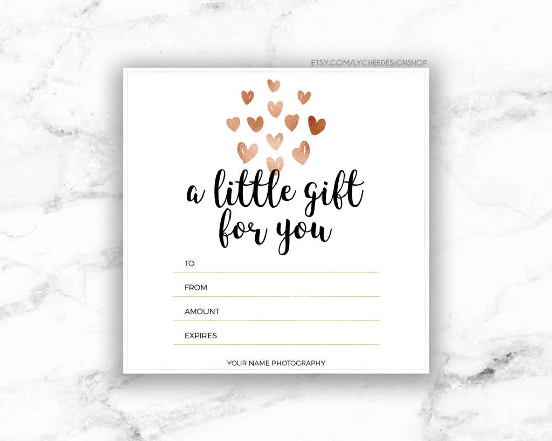 Printable Rose Gold Hearts Gift Certificate Template Editable Gift Card Design Microsoft Word &amp;amp; Photoshop Template Docx Doc Psd - Etsy in Free Printable Gift Cards