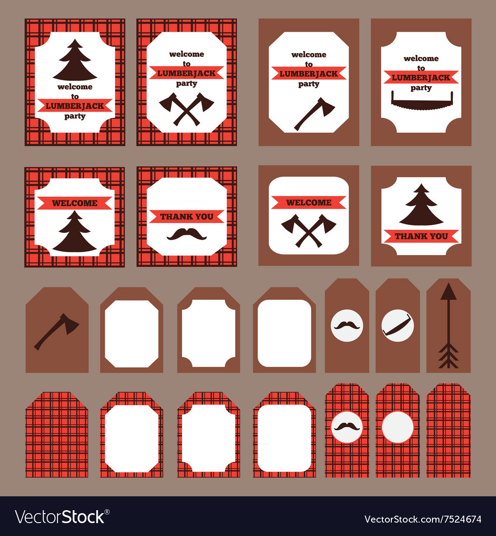 Printable Set Of Vintage Lumberjack Party Elements pertaining to Lumberjack Printables Free