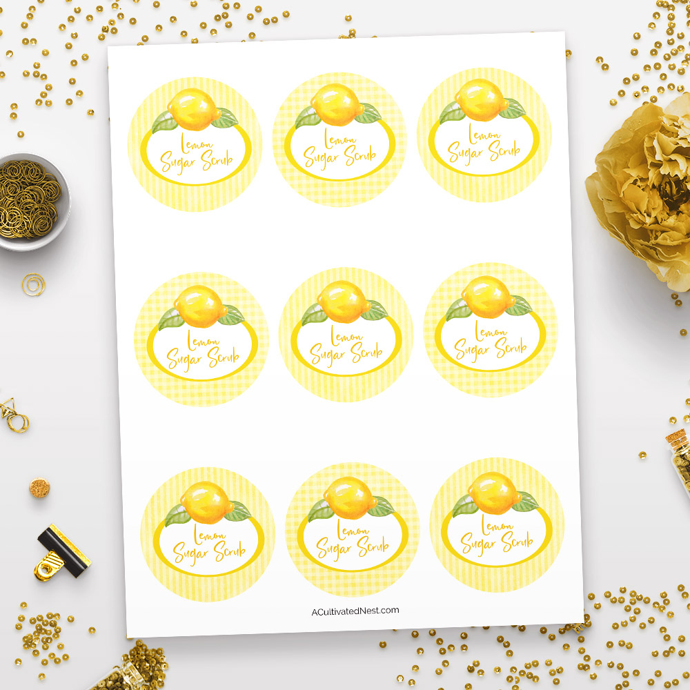 Printable Sugar Scrub Labels- Lemon within Free Printable Sugar Scrub Labels