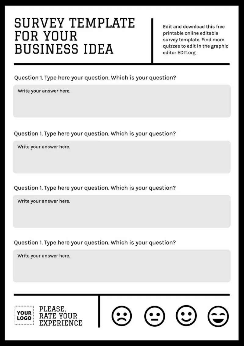 Printable Survey Editable Templates inside Free Printable Survey Generator