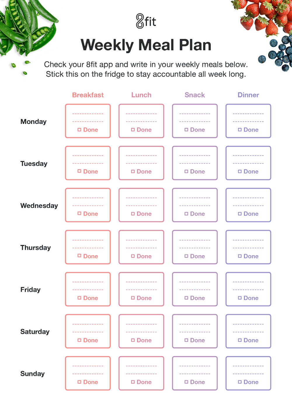 Printable Weekly Meal Planner Template And Grocery List | 8Fit regarding Free Printable Meal Plans for Weight Loss