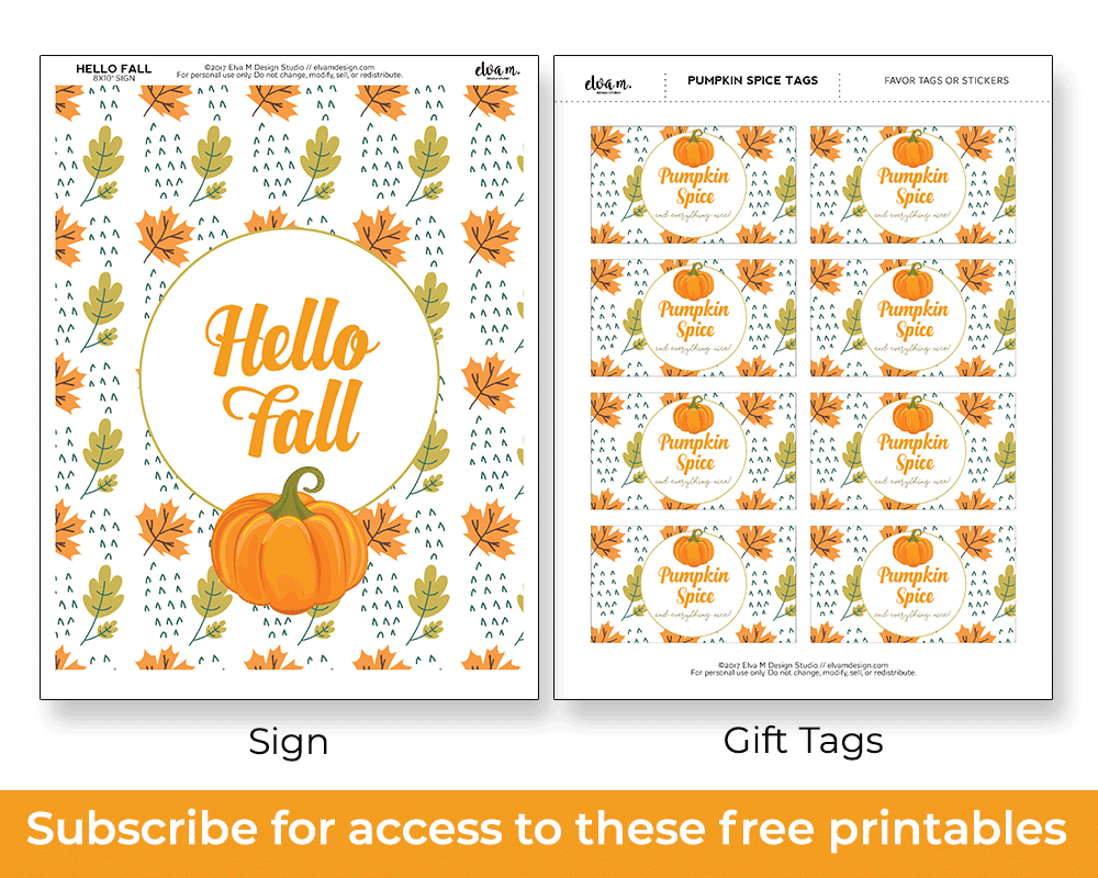 Pumpkin Spice And Everything Nice Free Fall Printables - Elva M for Free Printable Pumpkin Gift Tags