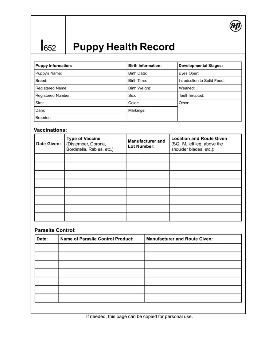 Puppy Health Record ≡ Fill Out Printable Pdf Forms Online with Free Printable Dog Shot Records