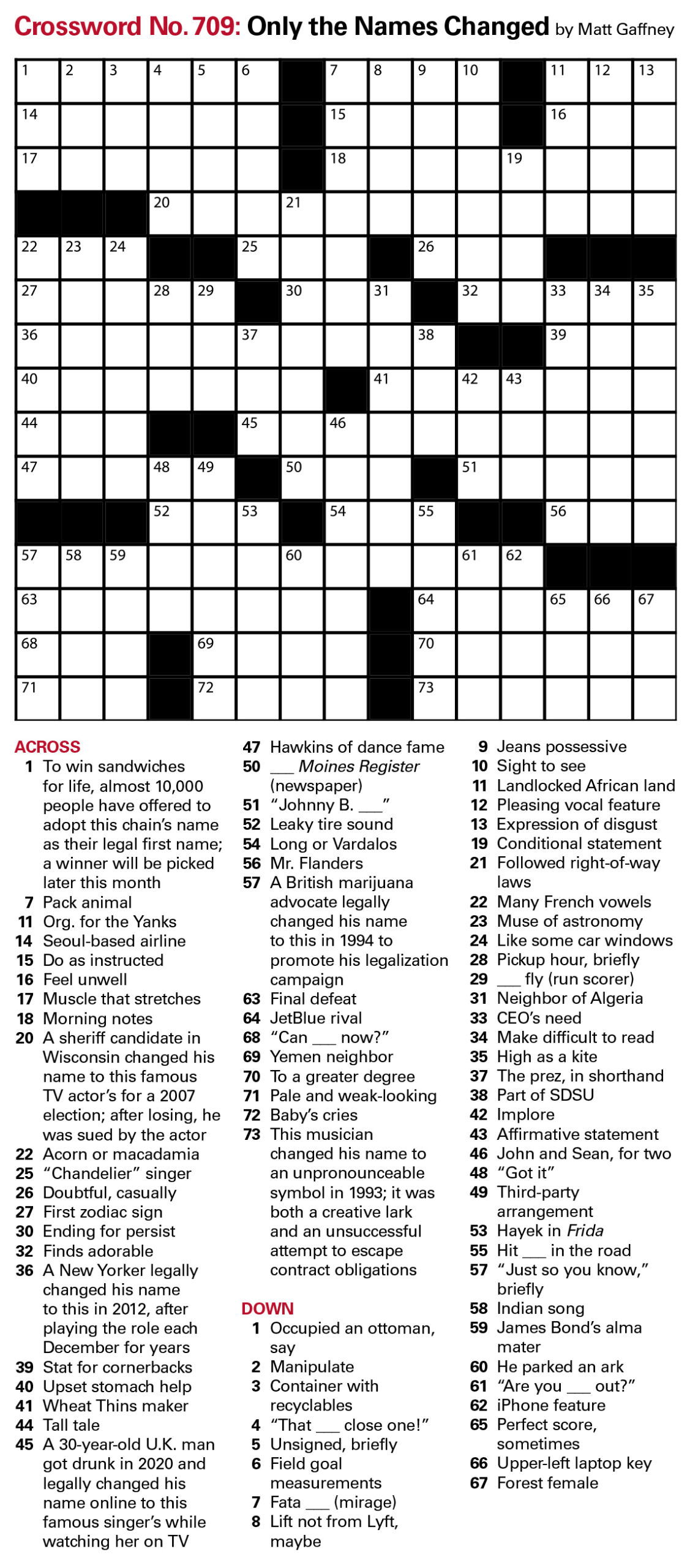 Puzzles: Printable Crossword - Issue: August 25, 2023 | The Week for Free Daily Printable Crosswords