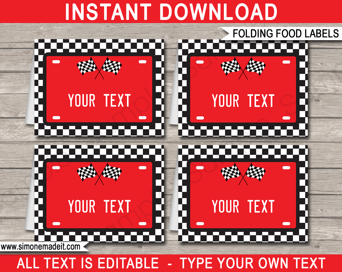 Race Car Party Food Labels Template - Red inside Free Printable Cars Food Labels