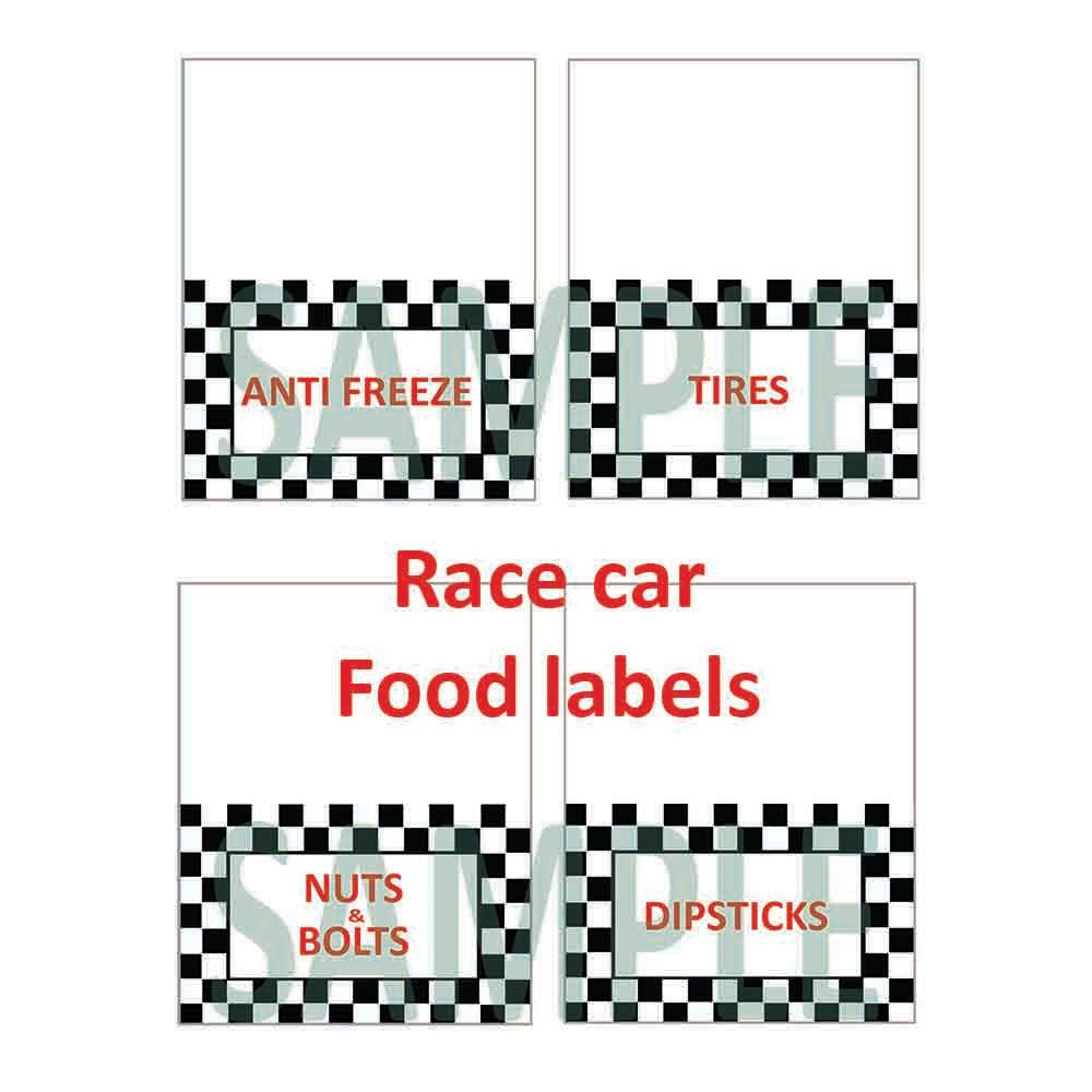 Race Car Theme, Food Labels. Birthday Party, Printable Download intended for Free Printable Cars Food Labels