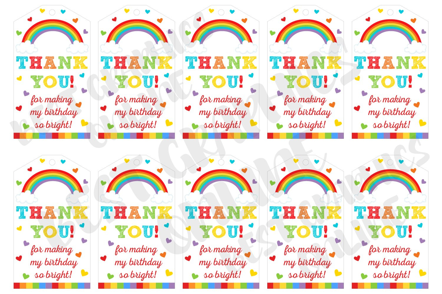 Rainbow Birthday Party Favor Tags, Printable Gift Tags in Birthday Party Favor Tags Printable Free