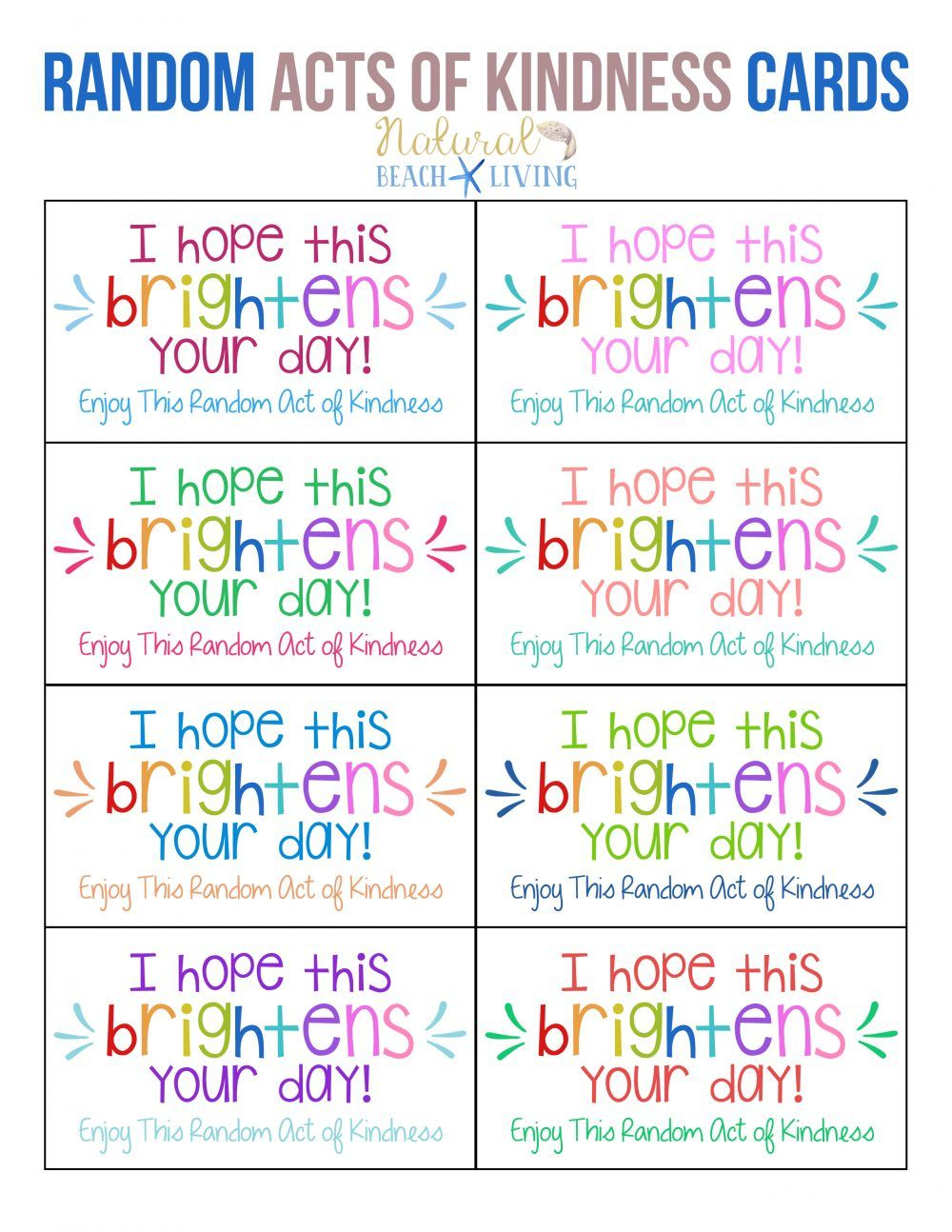 Random Acts Of Kindness Printable Cards throughout Free Printable Kindness Cards