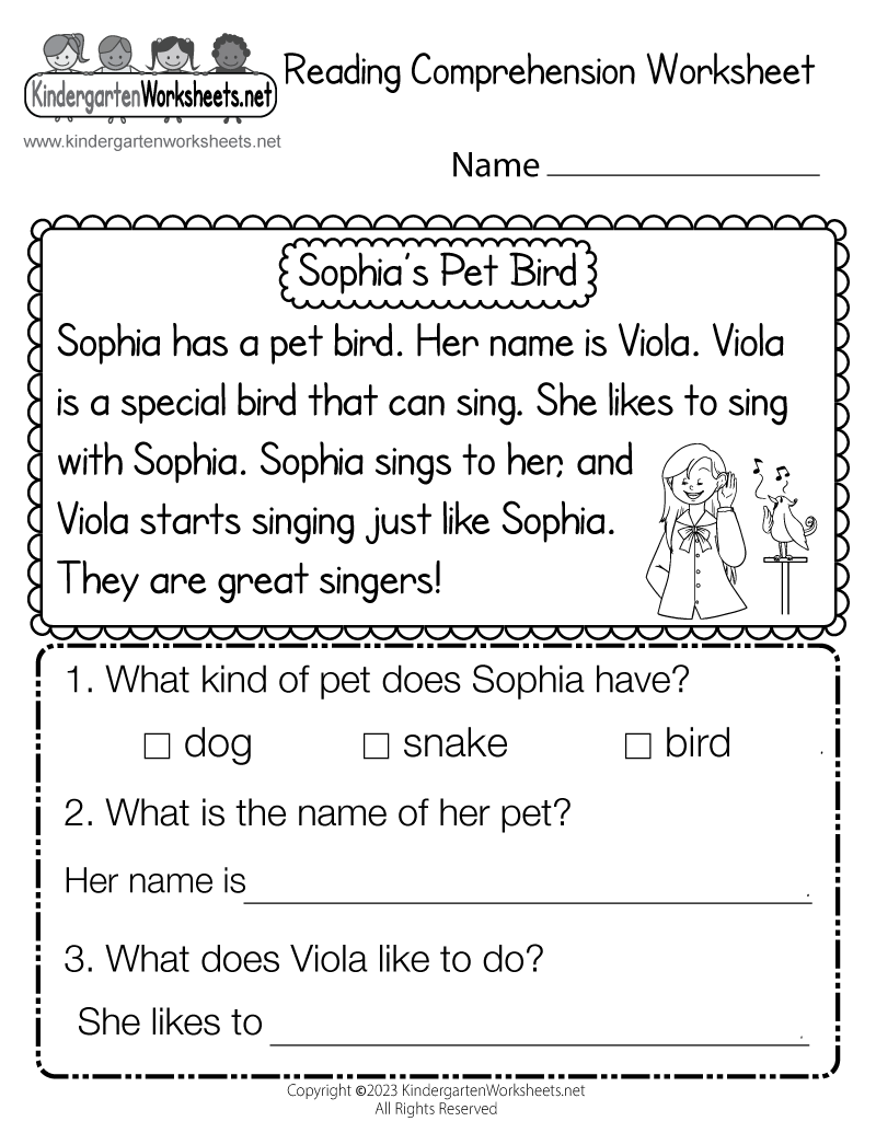 Reading Comprehension Worksheet - Free Printable, Digital, &amp;amp; Pdf pertaining to Free Printable Reading Comprehension Worksheets for Kindergarten