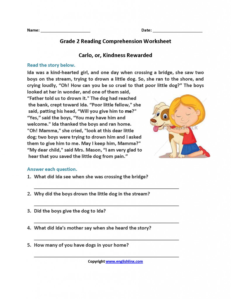 Reading Comprehension Worksheets For Grade 3 regarding Free Printable Short Stories For Grade 3