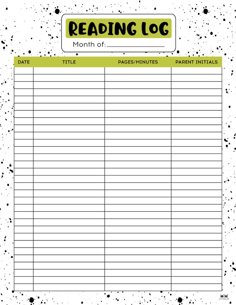 Reading Logs - 21 Free Printables | Printabulls within Free Printable Reading Log