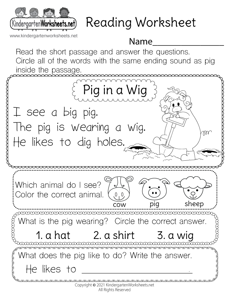 Reading Worksheet For Kids - Free Printable, Digital, &amp;amp; Pdf with regard to Free Printable English Reading Worksheets for Kindergarten