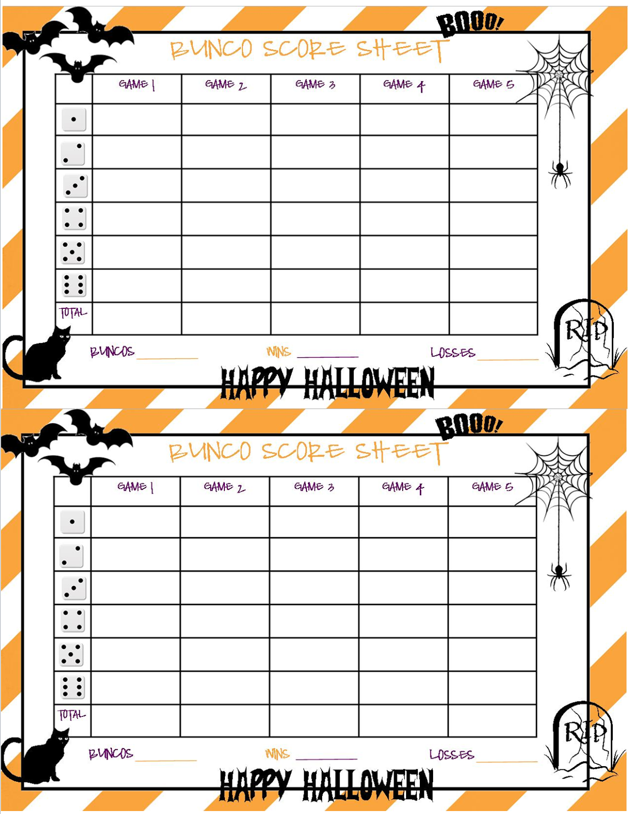 Recipes From Stephanie: Halloween Bunco Sheet | Halloween Bunco intended for Free Printable Halloween Bunco Score Sheets