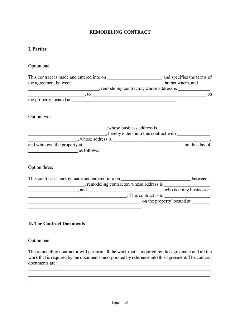 Remodeling Contract Template - Fill Online, Printable, Fillable with regard to Free Printable Home Improvement Contracts