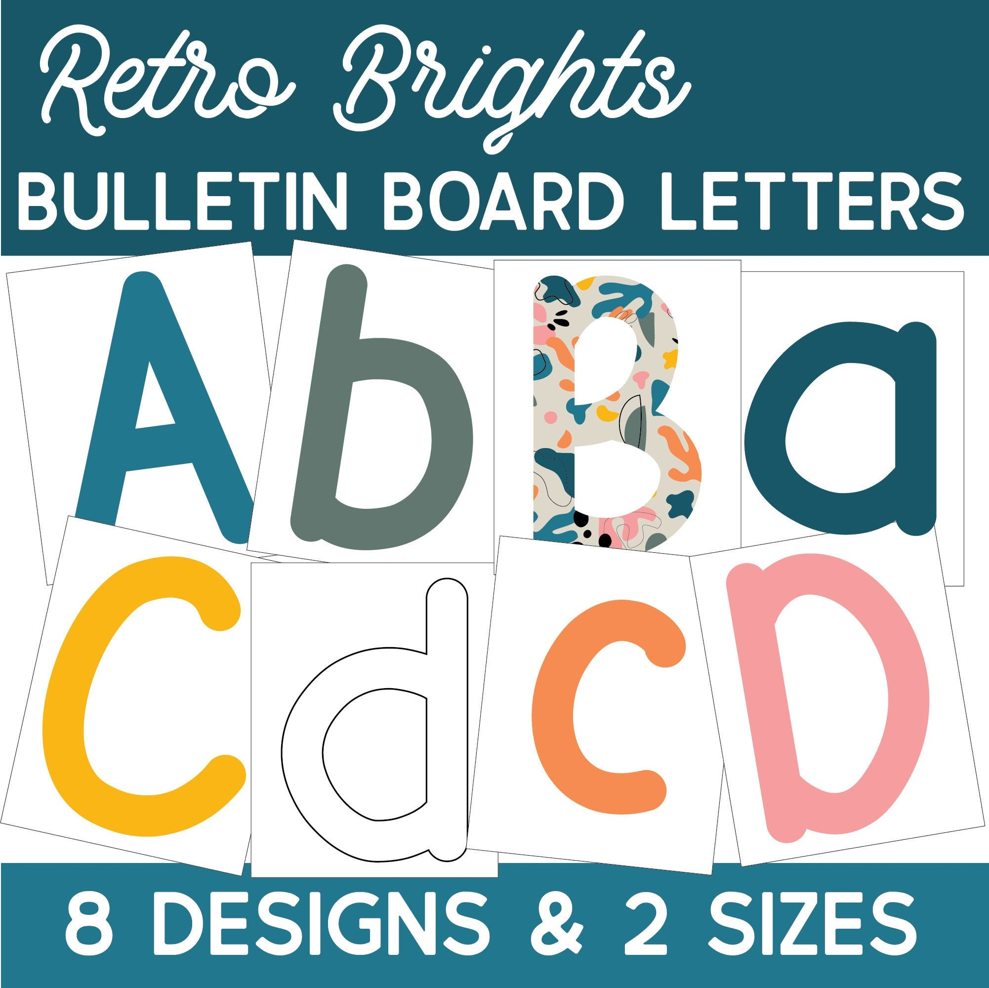 Retro Brights Bulletin Board Letter Bundle Printable Pdf Modern within Free Printable Bulletin Board Letters