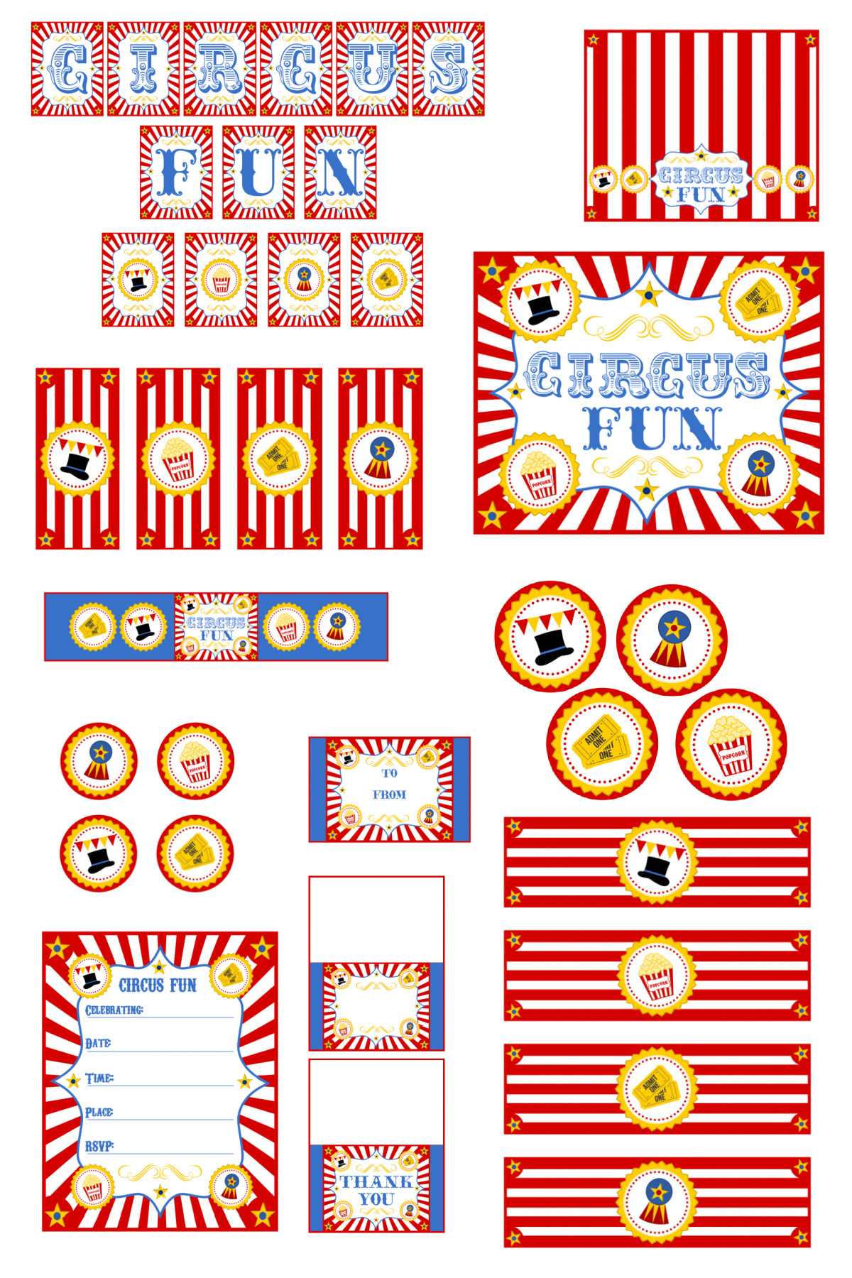 Retro Circus Party Printables (Free Download)! | Catch My Party in Free Printable Carnival Decorations