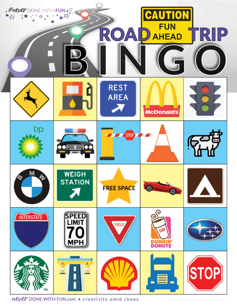 Road Trip Bingo Free Printable - #Neverdonewithfun regarding Free Printable Car Bingo