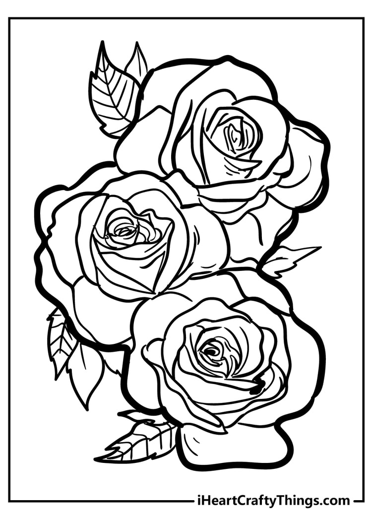 Rose Coloring Pages (100% Free Printables) in Free Printable Roses