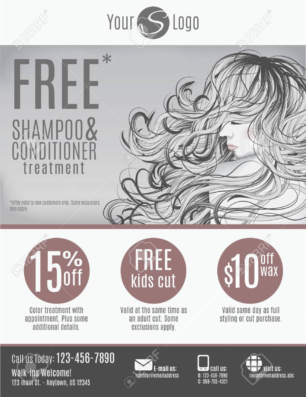 Salon Flyer Template With Discount Coupons And Advertisement inside Free Hair Dye Coupons Printable