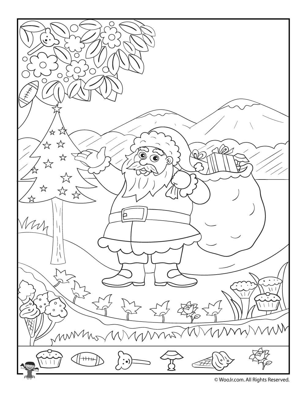 Santa Claus Christmas Hidden Picture Printable Page | Woo! Jr for Free Printable Christmas Hidden Picture Games