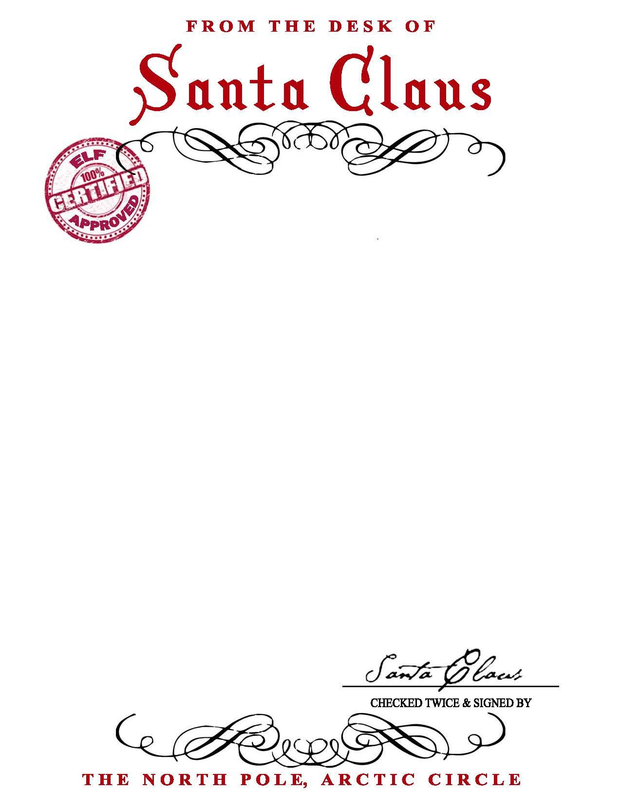 Santa Claus Letterhead | Free Printable Santa Letterhead Template throughout Free Printable Letter From Santa Template